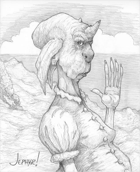 Pencil Sketch - "The Flirt" - Copyright 2020, Jephyr (Jeff Curtis), All Rights Reserved